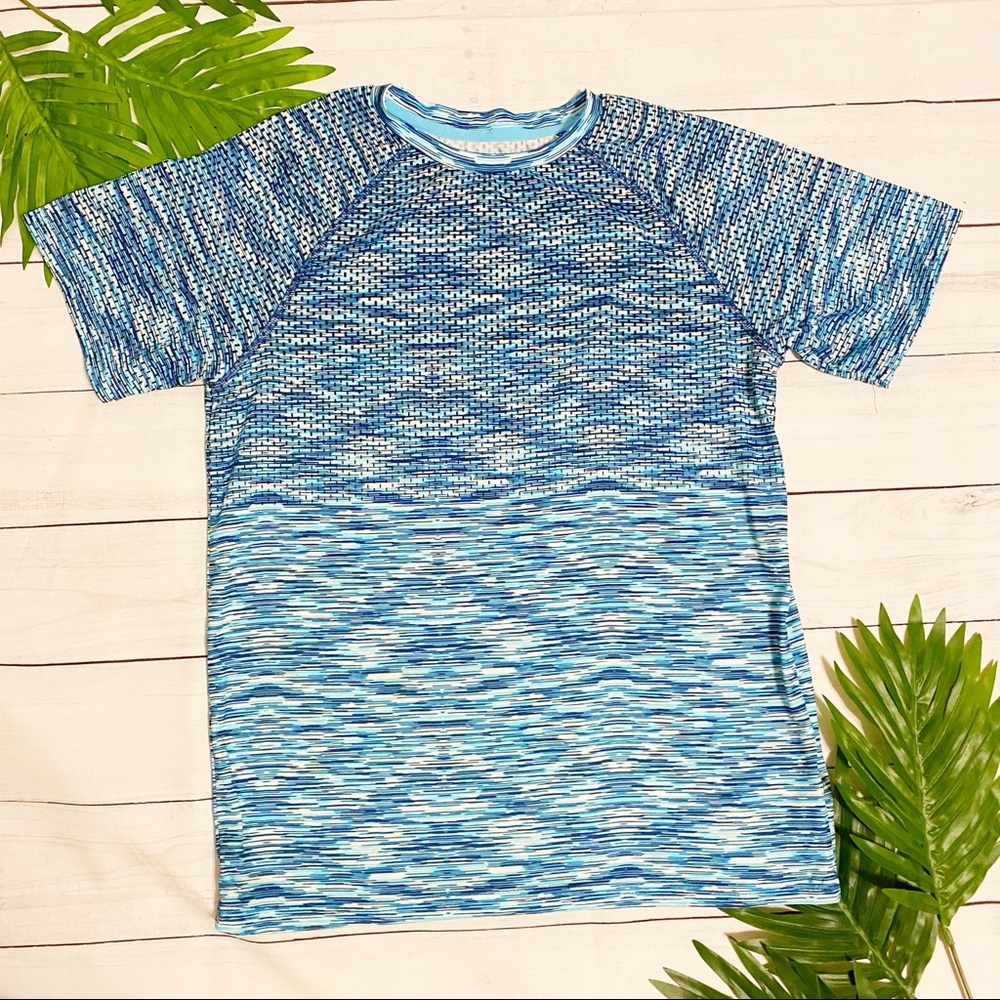 MTA Sport Blue Patterned Athletic T-Shirt